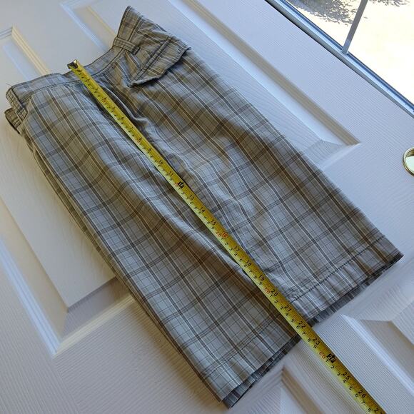 Reunion Herb Tan Plaid Cotton Shorts Men's 36 chino bermuda EUC casual pockets - Picture 12 of 12